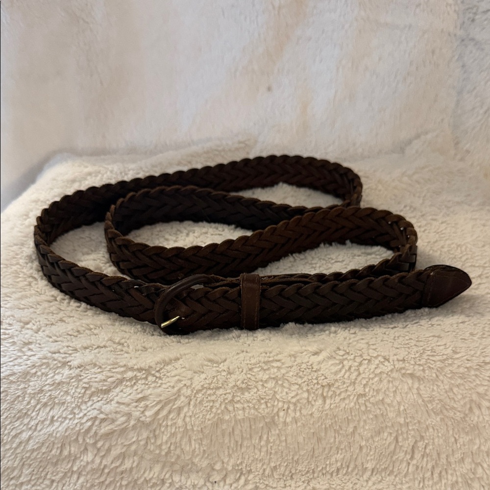 Men's Braided Leather Belt - Rich Brown